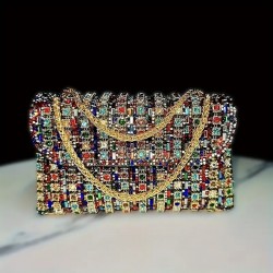 Pochette soirée perles multicolore
