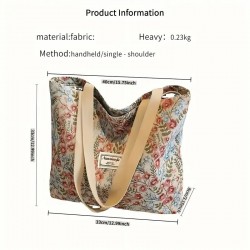 Grand Sac à Main vintage à motifs floraux - BLEU