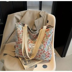 Grand Sac à Main vintage à motifs floraux - ROUGE