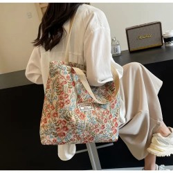 Grand Sac à Main vintage à motifs floraux - ROUGE