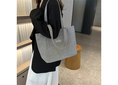 Grand Sac Fourre-Tout en Velours - GRIS