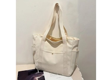 Grand Sac fourre-tout en toile - CREME